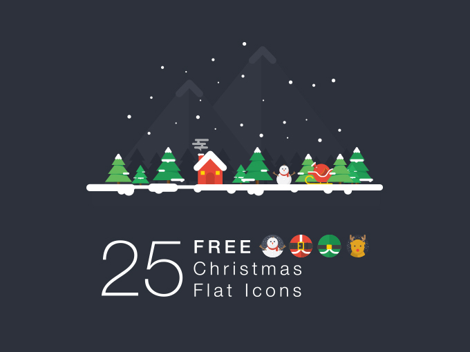 25个免费精美扁平化圣诞节图标下载