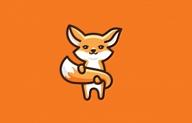 狐狸抱着尾巴LOGO设计