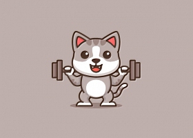 健身卡通猫LOGO创意设计