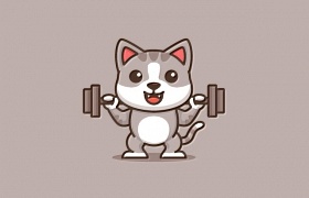 健身卡通猫LOGO创意设计