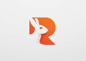 R字母兔子LOGO设计