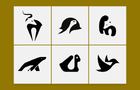 6款黑白负空间动物Logo
