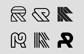 6款R字母变形Logo设计